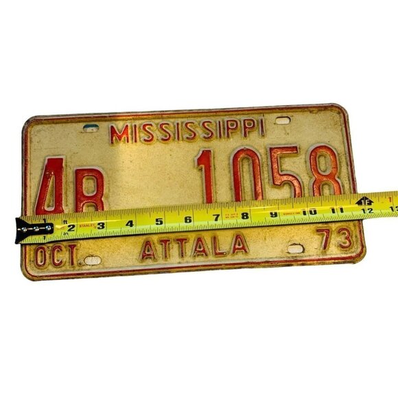 Old Antique Vintage 1973 License Plate Mississippi Attala County Kosciusko Tag - Picture 4 of 4